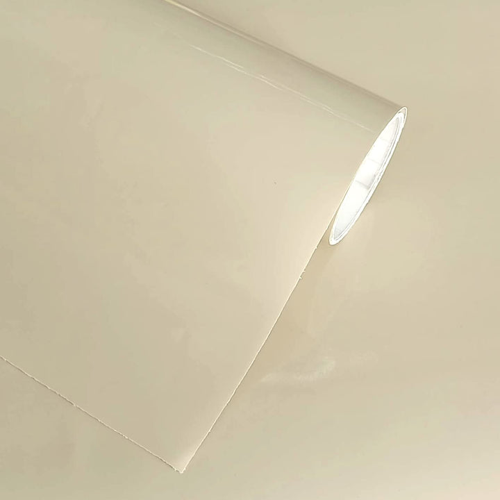 Selbstklebendes Vinyl, Beige, glänzend, 60 x 300 cm, für Möbel, Küche, Wände, Fenster, Bastelarbeite
