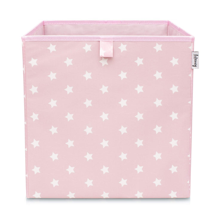 LIFENEY Aufbewahrungsbox mit Sternenmotiv in Rosa I Spielzeugbox mit Sternen passend für Würfelregal