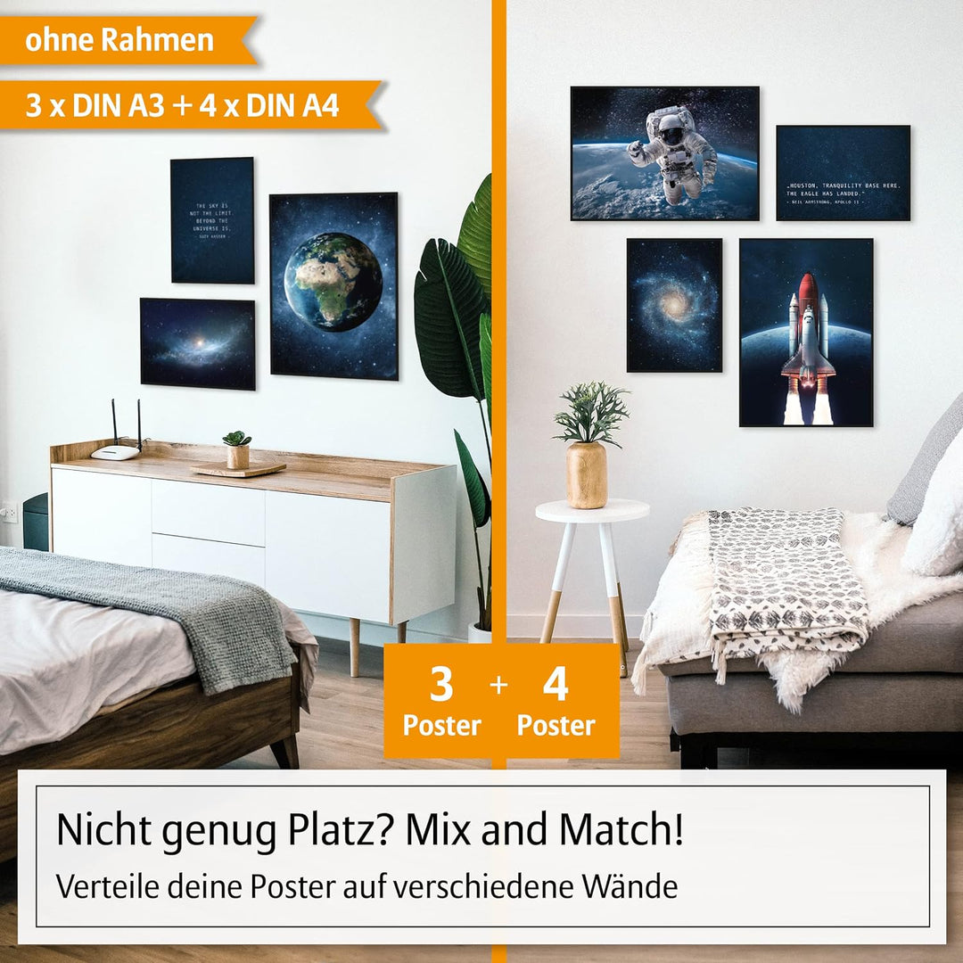 Hyggelig Home Premium Poster Set - 7 passende Bilder im stilvollen Set - Collage Deko - Set Space 3