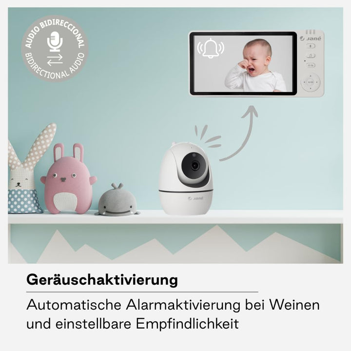 Jané Eye Pro Baby-Monitor, Babyphone mit rotierender Kamera, motorisierter Neigung, 12,7-cm-Bildschi