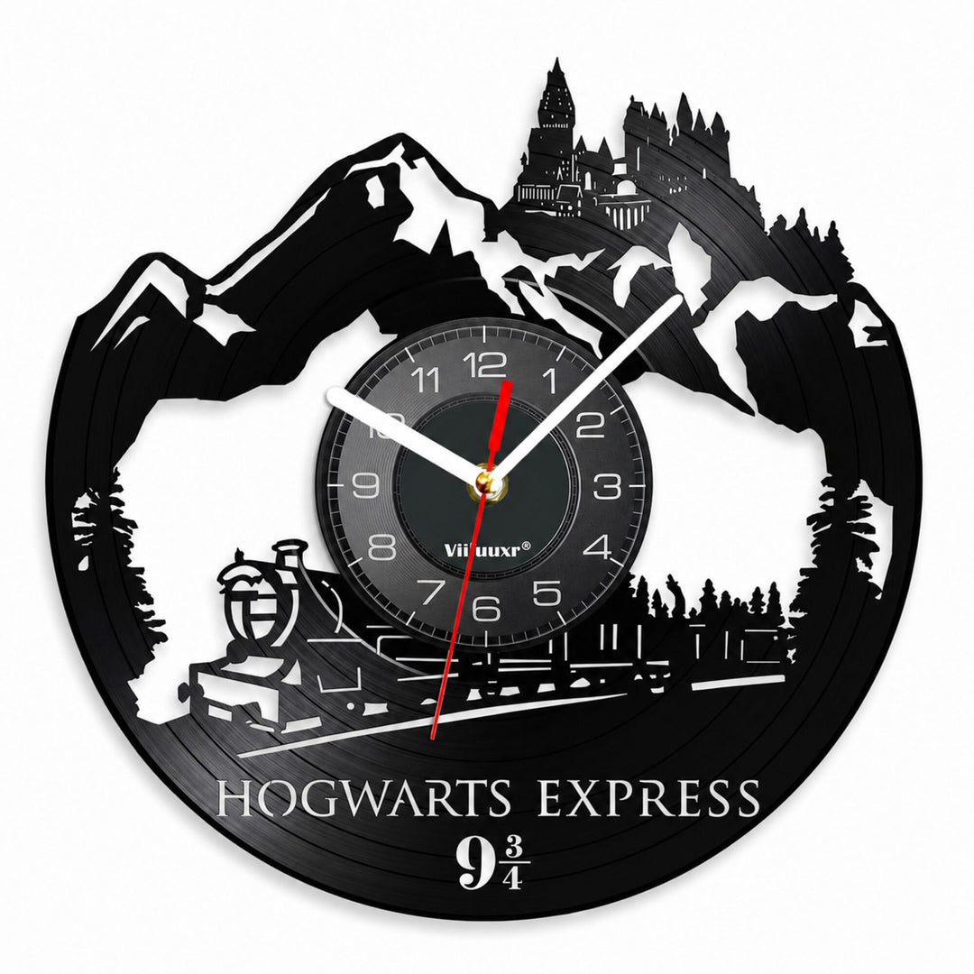 Viiluuxr Wanduhr Modern Vinyl Schallplatte Wanduhren Hogwarts Express Uhr Wand Ohne Tickgeräusche Wa
