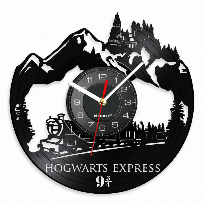 Viiluuxr Wanduhr Modern Vinyl Schallplatte Wanduhren Hogwarts Express Uhr Wand Ohne Tickgeräusche Wa