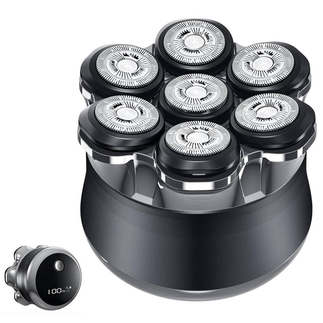 Glatzen Rasierer Herren Elektrisch, 7D Flexibler Detachable Glatzenrasierer, Magnetische Schwebender