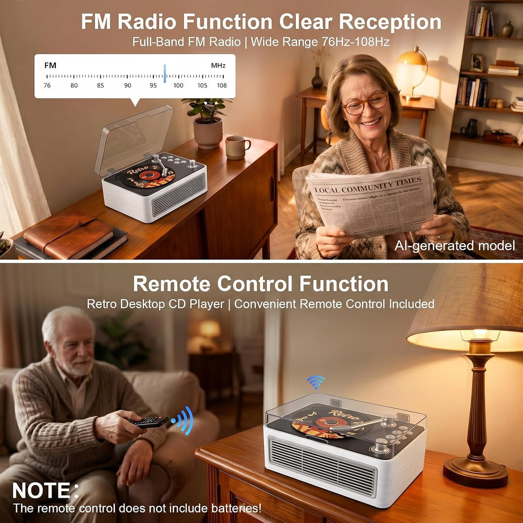Gueray Tragbarer CD Player Bluetooth CD-Player mit Lautsprecher & Radio & Fernbedienung Unterstützt