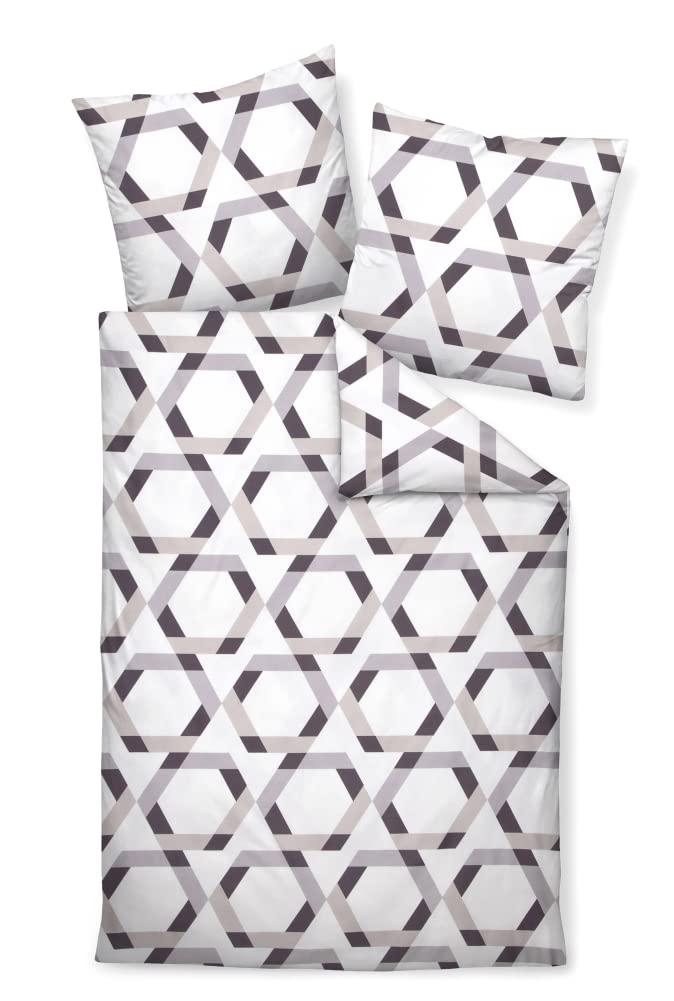 Janine Mako-Satin Bettwäsche J. D. 155x220 cm + 80x80 cm Taupe, 155x220 cm + 80x80 cm