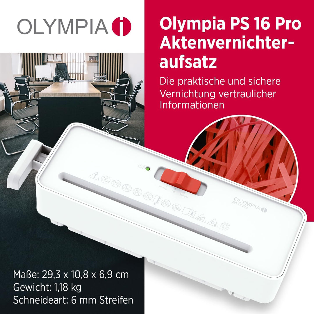 OLYMPIA PS 16 Aktenvernichter Aufsatz | Kompakter Papierschredder für zu Hause | Schredder Aktenvern