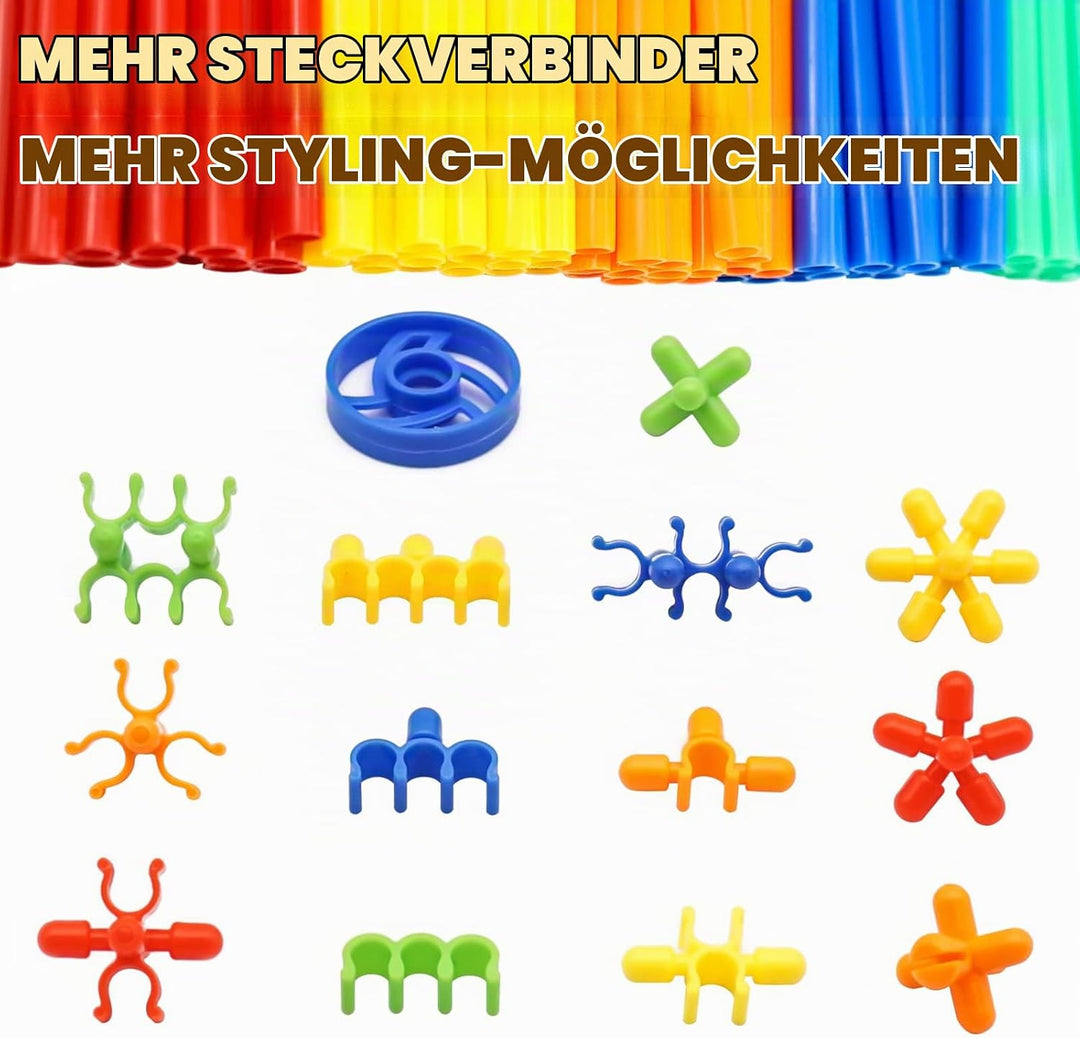 WYSWYG Konstruktionsspielzeug Strohhalme Baustein 560 Stück- Kreative Verbindungsbausteine Spielzeug