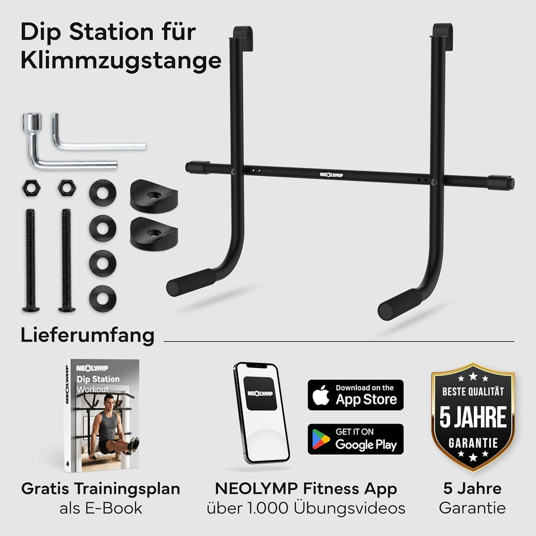 NEOLYMP Premium Klimmzugstange Türrahmen - Türreck mit einstellbarer Höhe, Breite & Tiefe 15–43 cm -