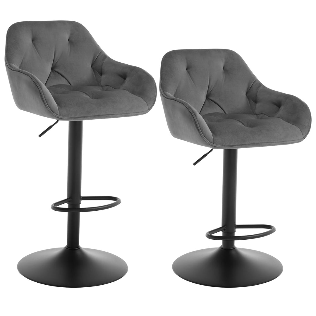 WOLTU Barhocker 2er Set, Barstuhl höhenverstellbar drehbar, Drehstuhl mit Samtbezug, Hocker mit Arml