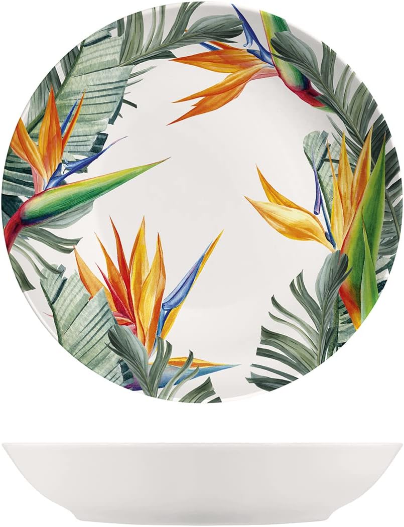 H&h set 6 piatti fondi exotic in new bone china avorio decorato cm 21