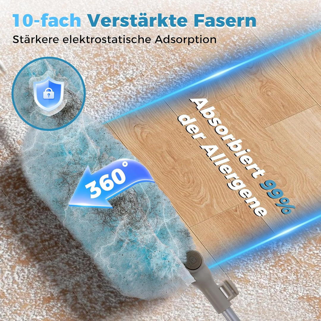 Staubwedel Teleskop Kompatibel mit Swiffer Staubmagnet Nachfüllpackung, 180cm Teleskopstange mit 20