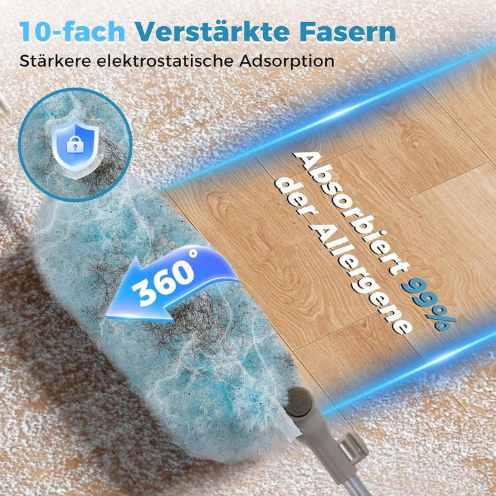 Staubwedel Teleskop Kompatibel mit Swiffer Staubmagnet Nachfüllpackung, 180cm Teleskopstange mit 20