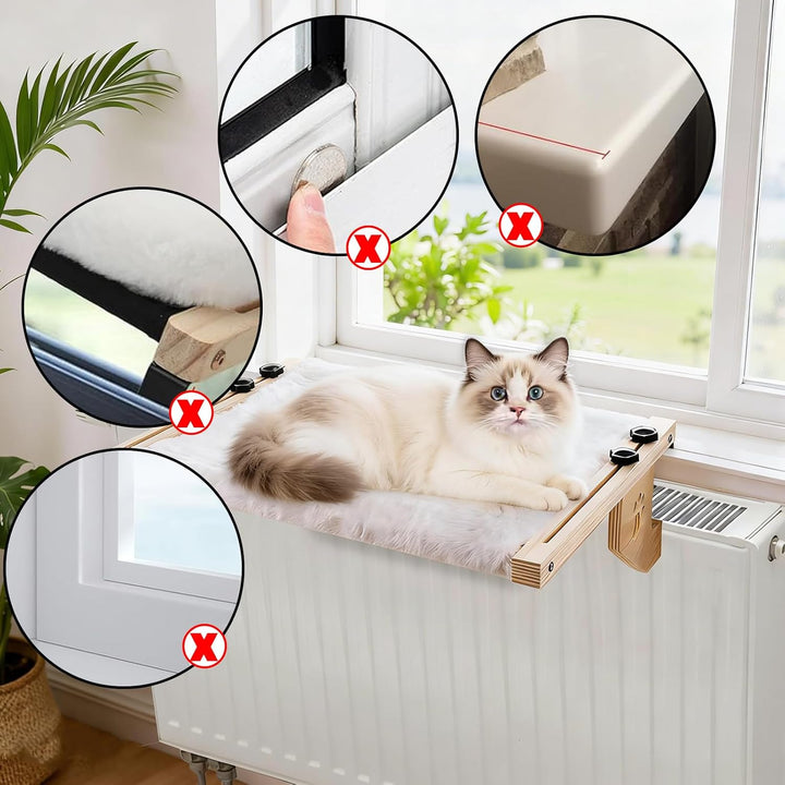 Heizungsliege Katzen, 41x16,3x6,5CM Katzenliege Balkon Katzenbett, Katzen Hängematte für Fenster, Ka