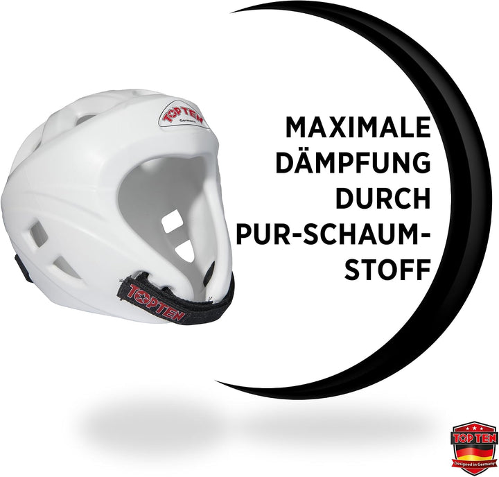 TOP TEN Kopfschutz Avantgarde |WAKO Approved | ITF Approved | Kickboxen | TKD Weiss S, Weiss S