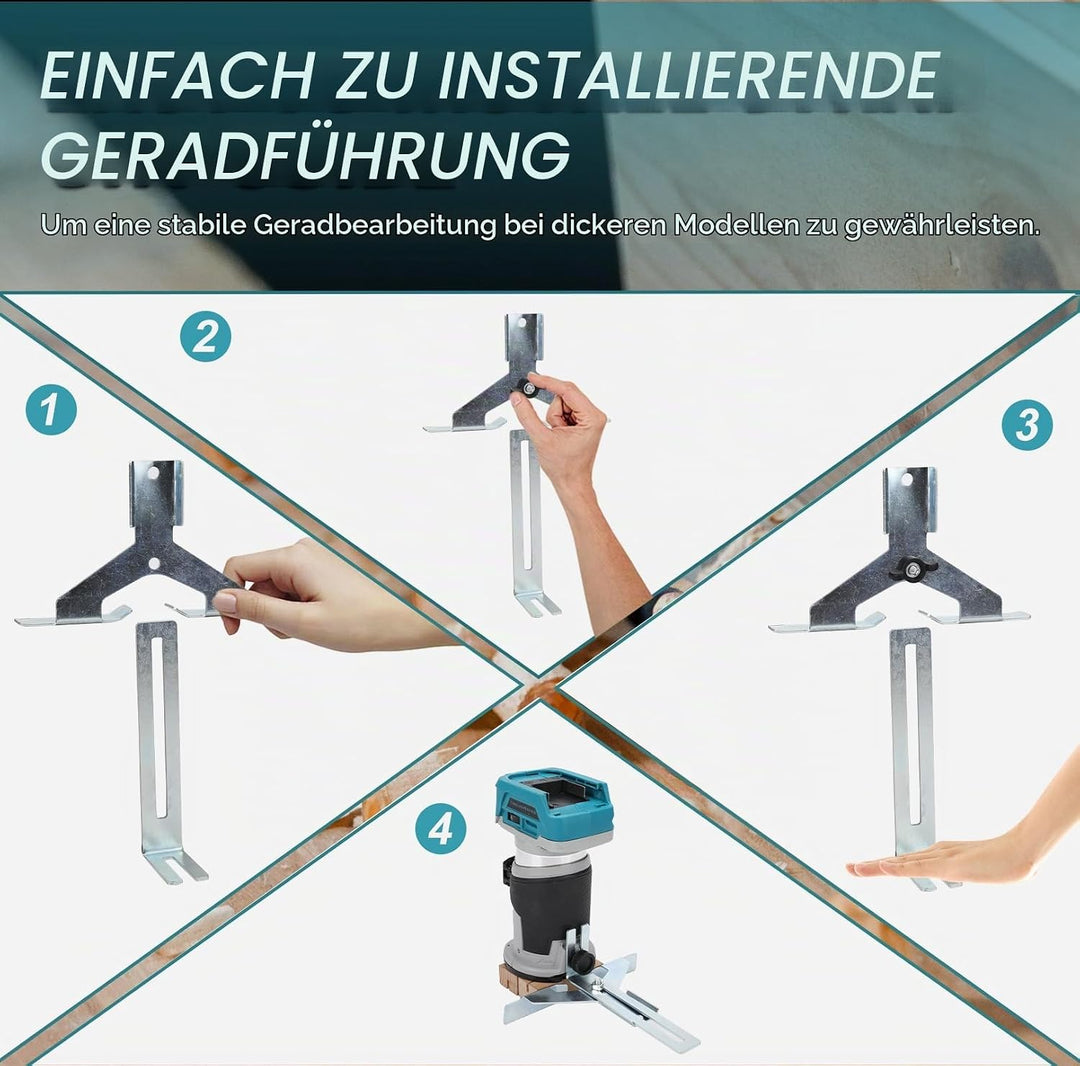 Akku Oberfräse kompatibel mit Makita 18V Akku, 800W Bürstenlose Kantenfräser mit 6 Geschwindigkeiten