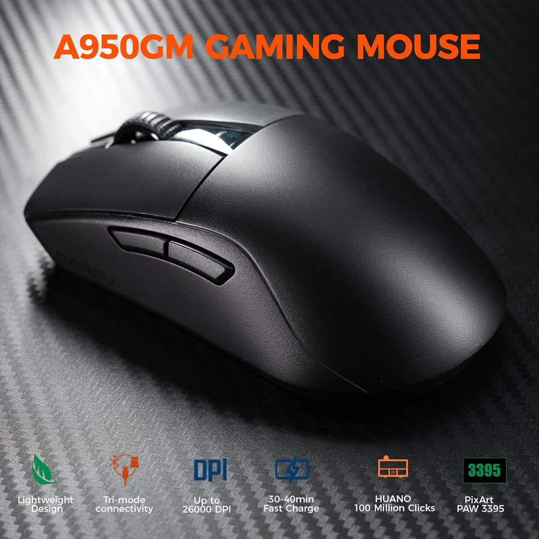 DAREU A950GM 60g Ultralight Gaming Mouse, PixArt PAW3395 Gaming Sensor, 100 Millionen HUANO Gaming M