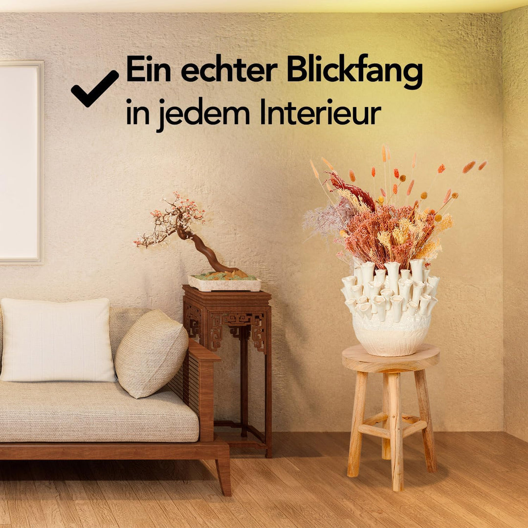 Brixy Hocker Holz - Teakholz - Beistelltisch - Fusshocker - Pflanztisch - Tritthocker - bis 150 kg -