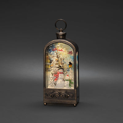 Konstsmide LED Wasserlaterne "Schneemann und Vögel", braun, wassergefüllt, 5h Timer, 1 warm weisse D