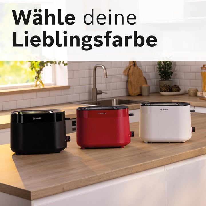 Bosch Kompakt Toaster MyMoment TAT2M123, integrierter Brötchenaufsatz, mit Auftaufunktion, mit Absch