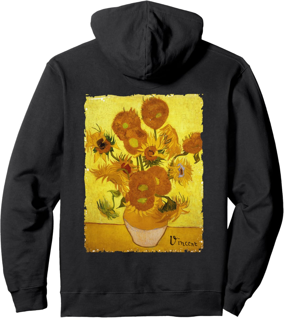 Van Gogh Sunflowers Vintage Tee Yellow Flowers Art Painting Pullover Hoodie