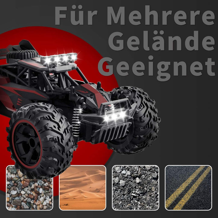 Carox ferngesteuertes Auto,2.4 GHz 25 km/h RC Auto,1:18 Off ferngesteuertes Auto Outdoor mit Scheinw