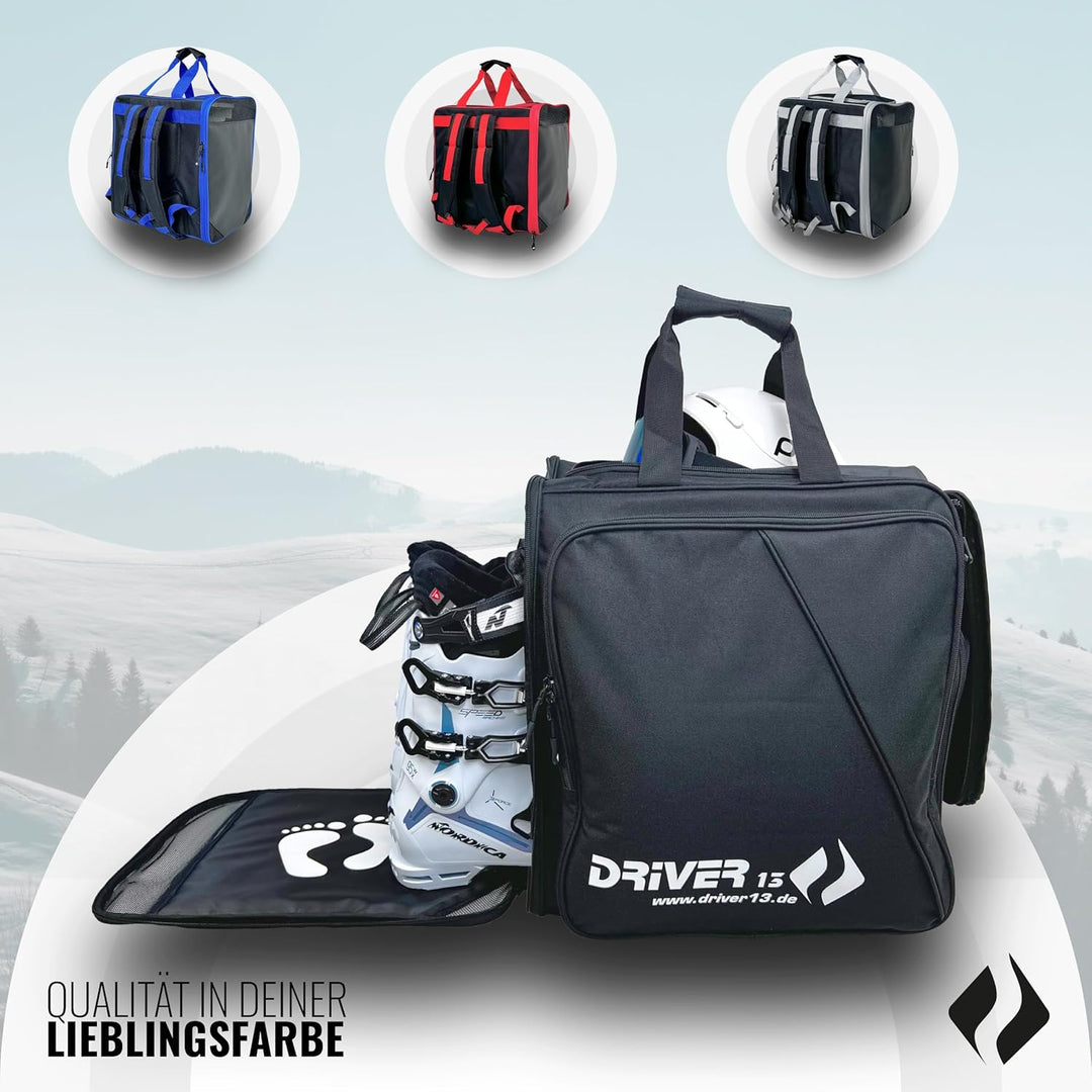 Driver13 ® Skistiefelrucksack mit Helmfach + Skischuhrucksack mit Helmfach für Hart + Snowboard Boot
