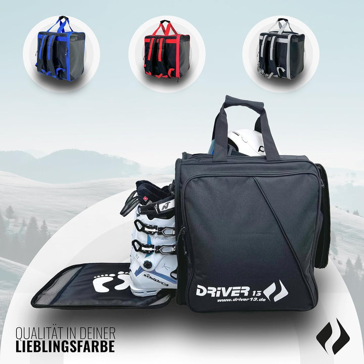 Driver13 ® Skistiefelrucksack mit Helmfach + Skischuhrucksack mit Helmfach für Hart + Snowboard Boot