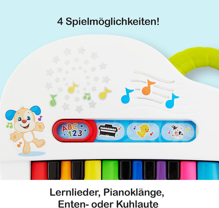 FISHER-PRICE Babys erstes Keyboard - tragbares Spielzeugklavier mit 4 Spielmöglichkeiten, Liedern, L