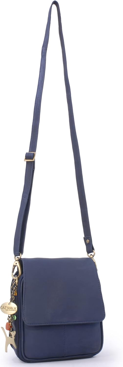 Catwalk Collection Handbags - Damen Leder Umhängetasche - Crossbody Bag/Handtasche Klein - Verstellb