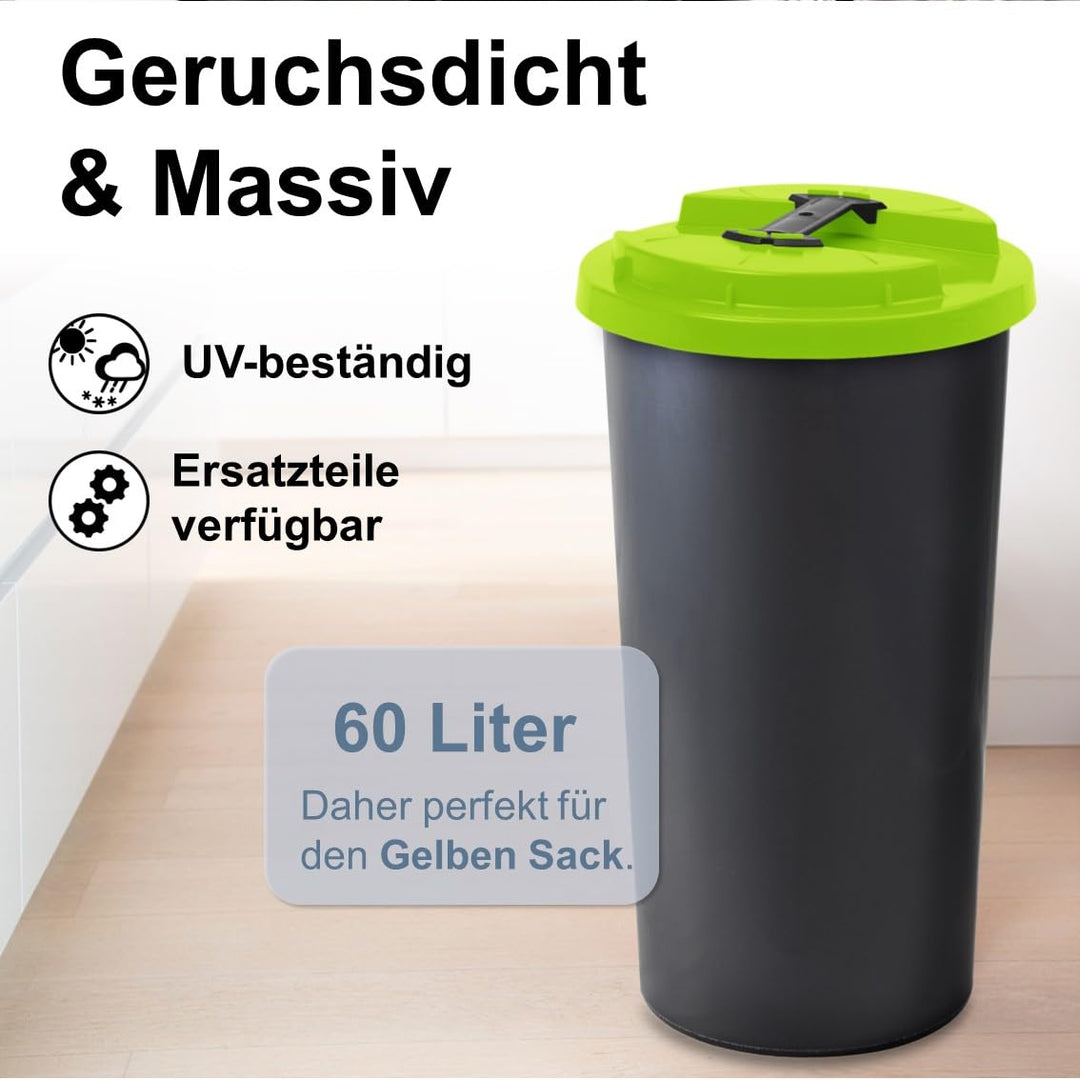 KUEFA BSC 60L Mülleimer, Müllsackständer, Gelber Sack Ständer inkl. Klemm-Ring für Müllbeutel, extra