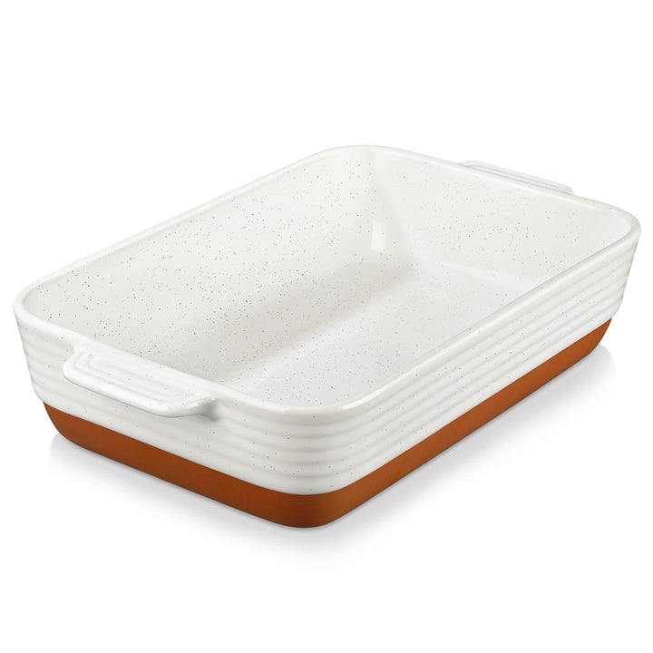 MALACASA Serie TARA, Auflaufform Grosse 35 x 23,8 x 8,7 cm 4,5L – Rechteckige Steingut-Backform, kra