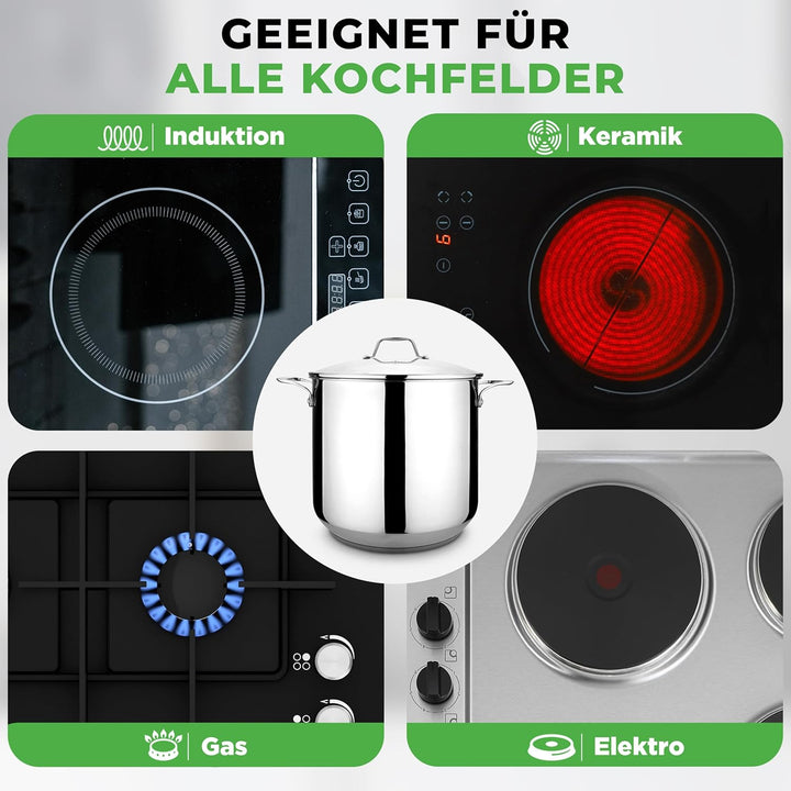 NutriChef NCSP20 Edelstahl-Suppentopf – 18/8 lebensmittelechter Edelstahl, strapazierfähig, Induktio