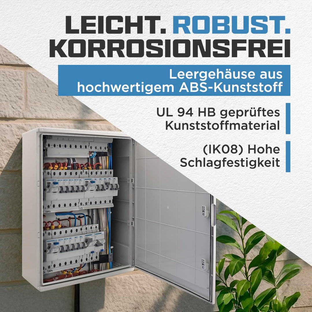 BOXEXPERT® Verteilerkasten aussen wasserdicht [ABS Kunststoff IP65 Gehäuse] grau (Serie Fleet) 800x6