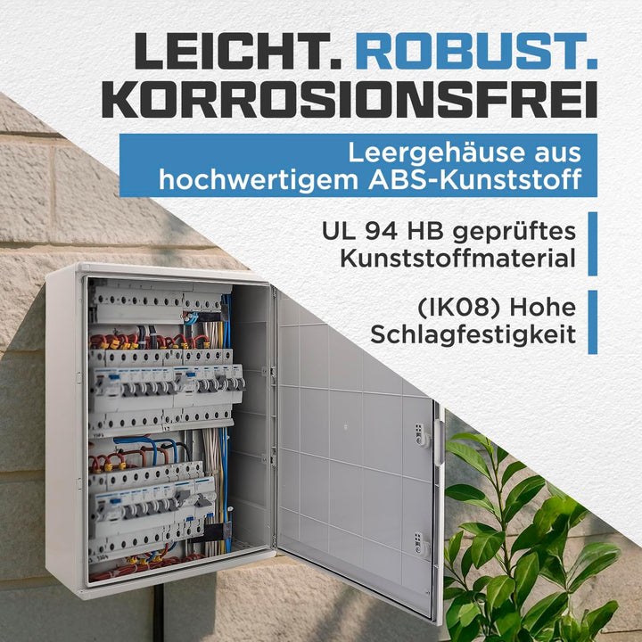 BOXEXPERT® Verteilerkasten aussen wasserdicht [ABS Kunststoff IP65 Gehäuse] grau (Serie Fleet) 800x6