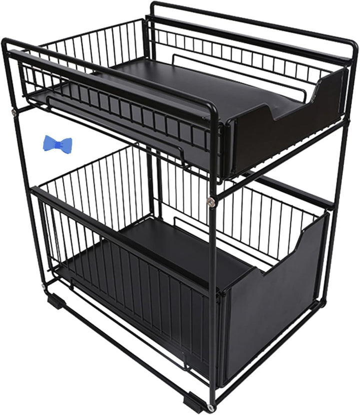 HUOLE Küchenorganizer mit 2 ausziehbaren Schubladen, 2 verschiebbaren Körben, stapelbar, für Aufbewa