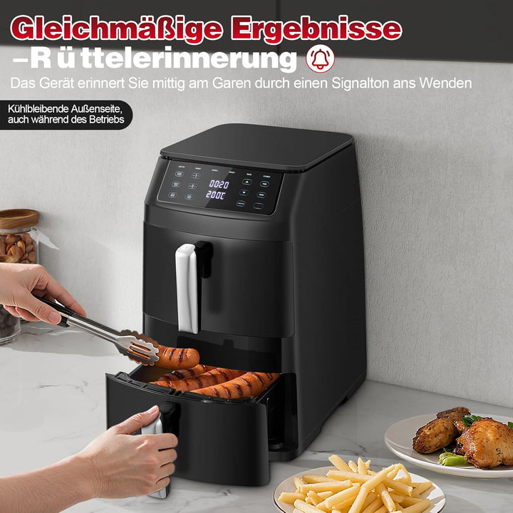 TopStrong Heissluftfritteuse, Airfryer 2 Kammern Vertikale 11L, Double Stack Heissluftfritteuse Dopp