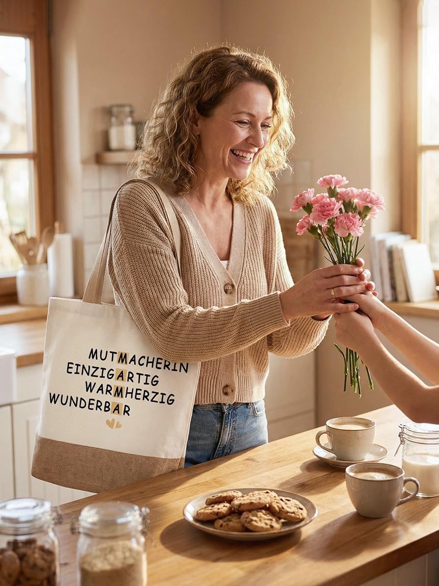 Muttertagsgeschenke für Mama, Jute Baumwolltasche Geschenke für Mama zum Muttertag Geburtstag, Mutte