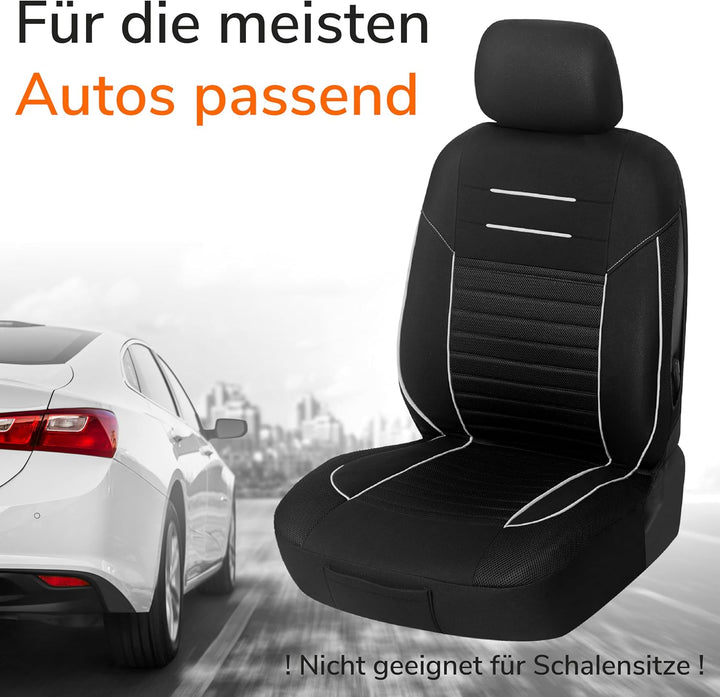 Upgrade4cars Autositzbezüge Set für die Vordersitze Version 2026 | Auto-Schonbezüge Universal in Wei