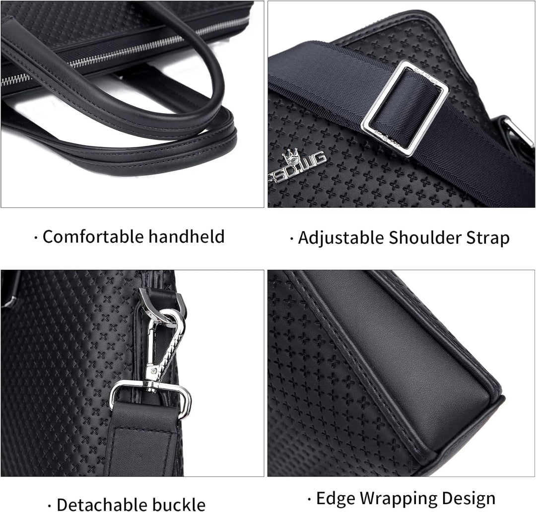 FSD.WG Herren Business Tasche,Wasserdichte Leder Aktentasche,Schulter Laptop Business Tasche für Bus