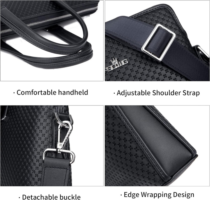 FSD.WG Herren Business Tasche,Wasserdichte Leder Aktentasche,Schulter Laptop Business Tasche für Bus