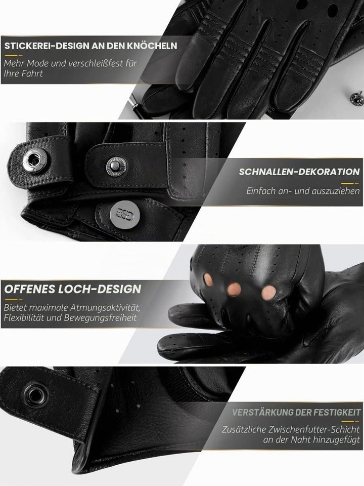 GSG Herren Fahrhandschuhe aus echtem Leder Ungefütterte Touchscreen-Handschuhe aus Schaffell Lederha