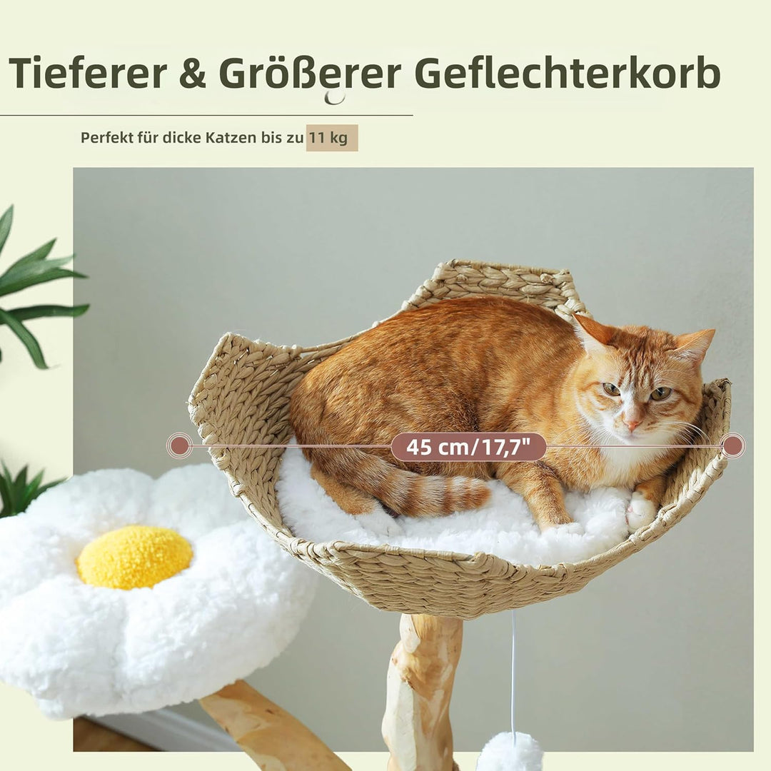 PETEPELA Kratzbaum für Wohnungskatzen, 150 cm hoher moderner Katzenbaum für grosse Katzen, mit 3 gro