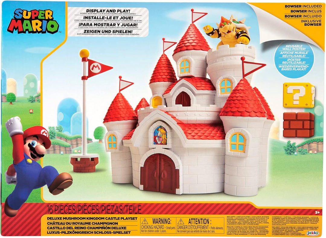 Nintendo Super Mario grosses Spielset Luxus Pilzkönigreich Schloss inkl. 1 Bowser Figur 6cm Multicol