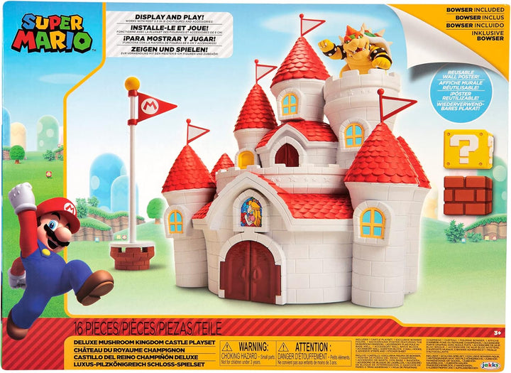 Nintendo Super Mario grosses Spielset Luxus Pilzkönigreich Schloss inkl. 1 Bowser Figur 6cm Multicol