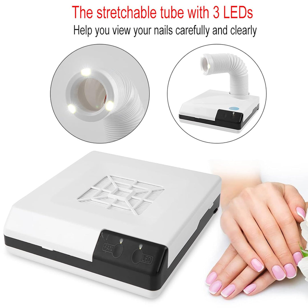 Nagel Staubsauger, 60W 2 IN 1 Salon Saug Staubsammler Maschine Mit LED Licht Starker Power Nail Art