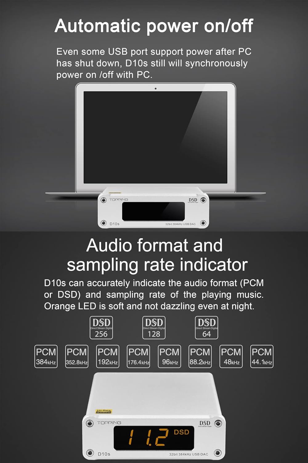Topping D10s Mini USB DAC ES9038Q2M XMOS XU208 PCM384kHz DSD256 Native Audio Amplifier Decoder Schwa