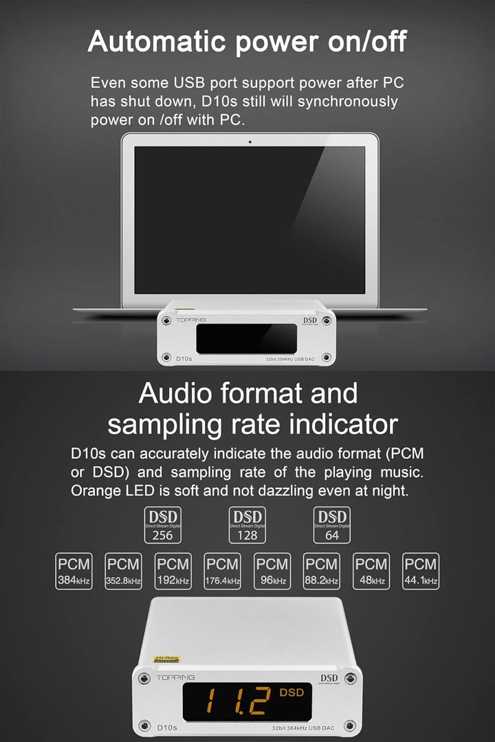 Topping D10s Mini USB DAC ES9038Q2M XMOS XU208 PCM384kHz DSD256 Native Audio Amplifier Decoder Schwa