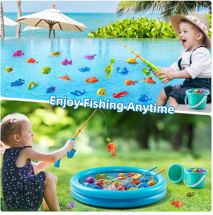 JUKUDAHU Magnetisches Angelspielzeug für Kinder ab 3-5 Jahren, Angelspiel mit aufblasbarem Kinderpoo