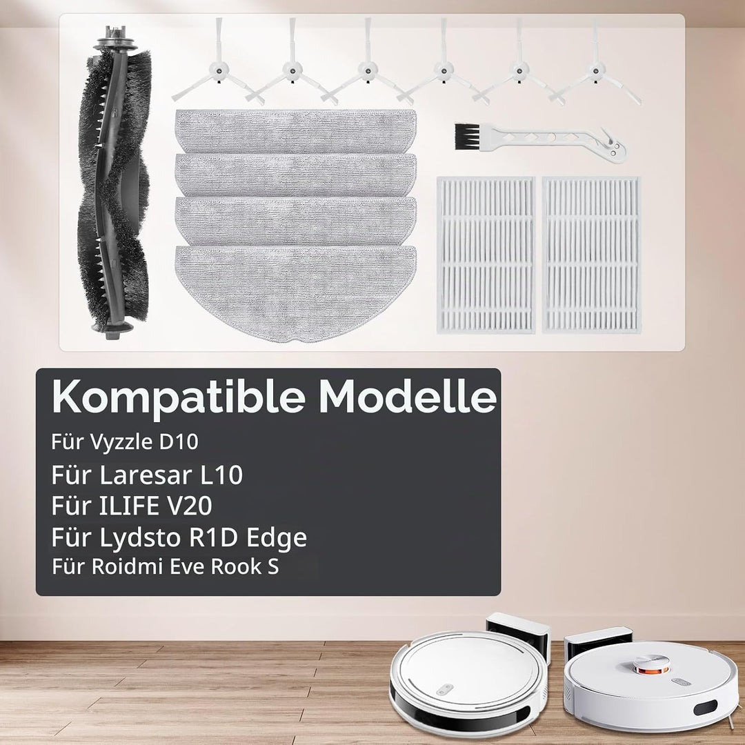 Ersatzteil-Zubehör-Set für Vyzzle D10 / Laresar L10 / ILIFE V20 / Lydsto R1D Edge/Roidmi Eve Rook S
