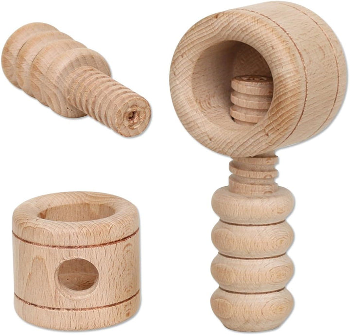 Dekohelden24 5 Stück Holz Nussknacker hochwertige Handarbeit, ca. 12 cm 5 Stück Schraubgewinde, 5 St